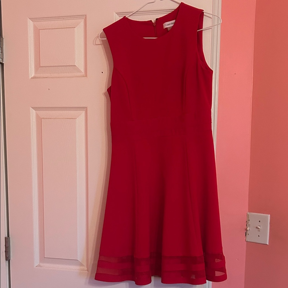 Calvin Klein Vibrant Red Midi Dress